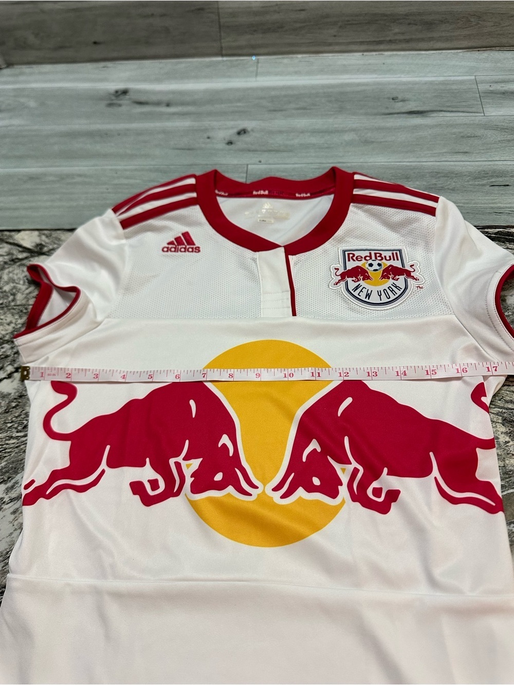 adidas White Women's New York Red Bulls Soccer Jersey with Red & Yellow Logo M - Picture 7 of 11